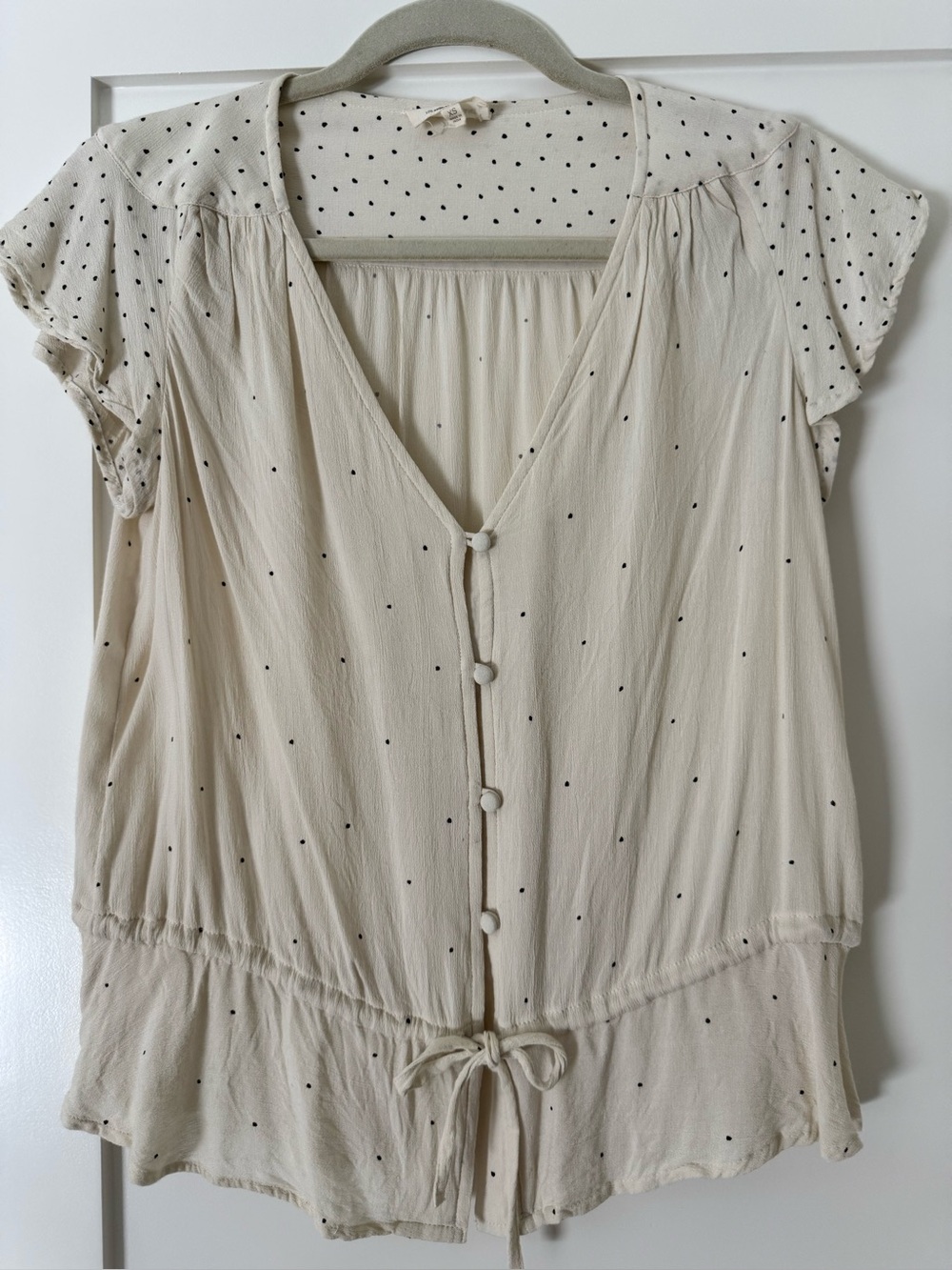 Lucky Brand XS Polka Dot Button-Front Top